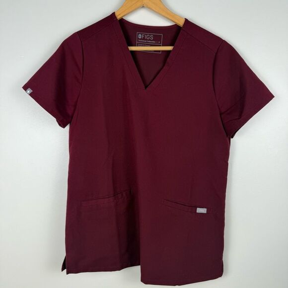 Figs Casma Three-Pocket Scrub Top Size Small Burgundy PO 1619 FW1100 - Picture 1 of 7